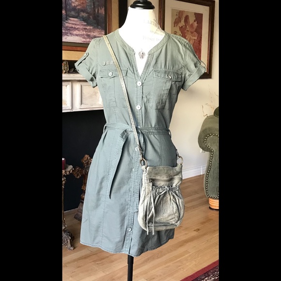 H&M L.O.G.G. Adorable Army Green Well-Engineered Safari Military Dress Sz. 10 - Picture 2 of 9